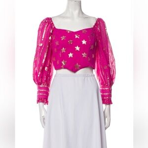 LoveShackFancy Pink and Silver Star Top